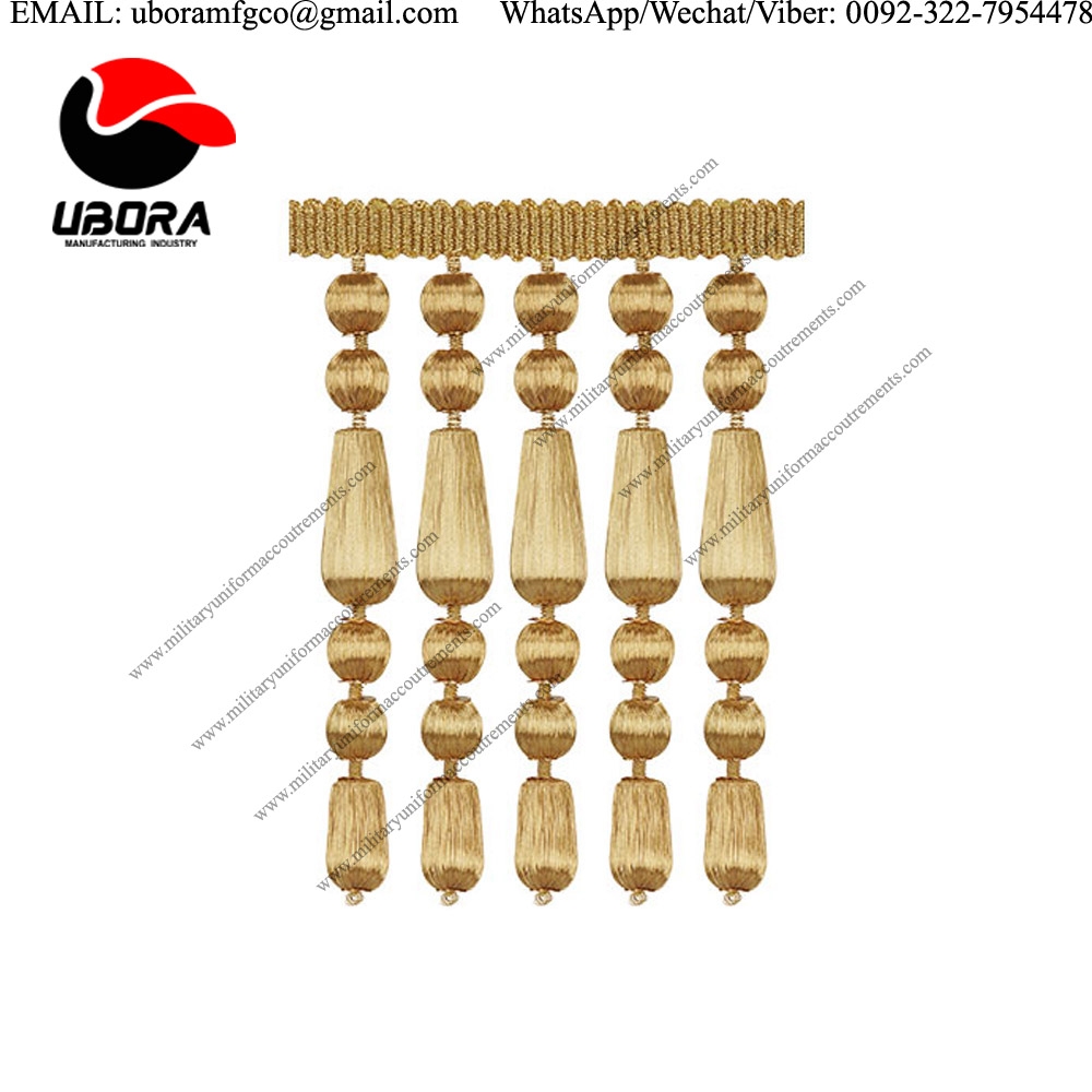 Entrefino gold brother fringes ,tassel high quality ceremonial decoration Beaded   bullion wire frin